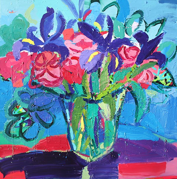 Big Glass Vase With Iris