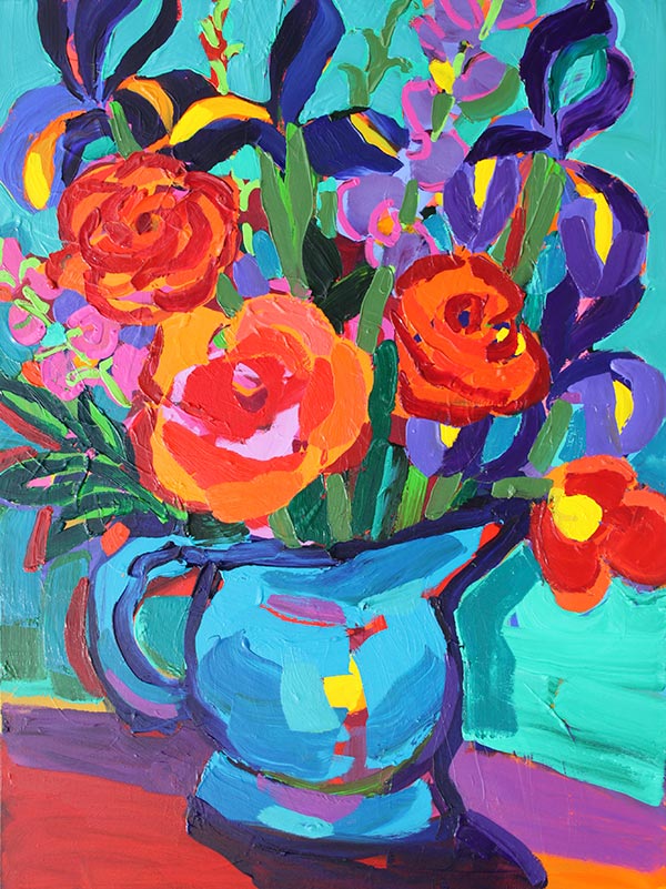 Bouquet In Blue Pitcher
