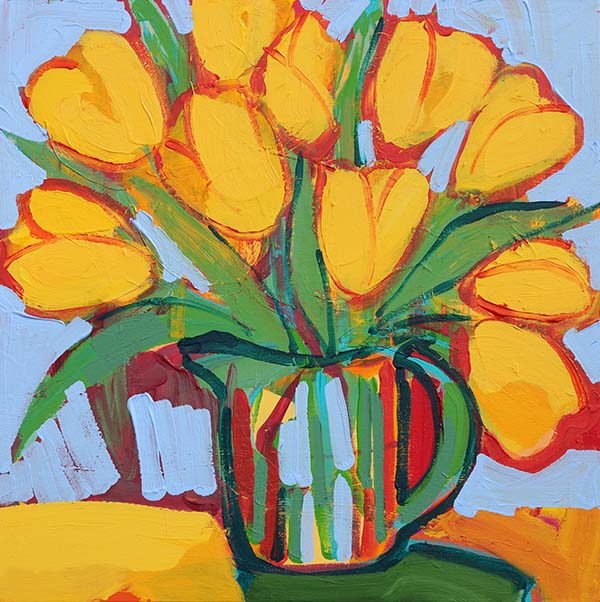 Yellow Tulips In Pitcher